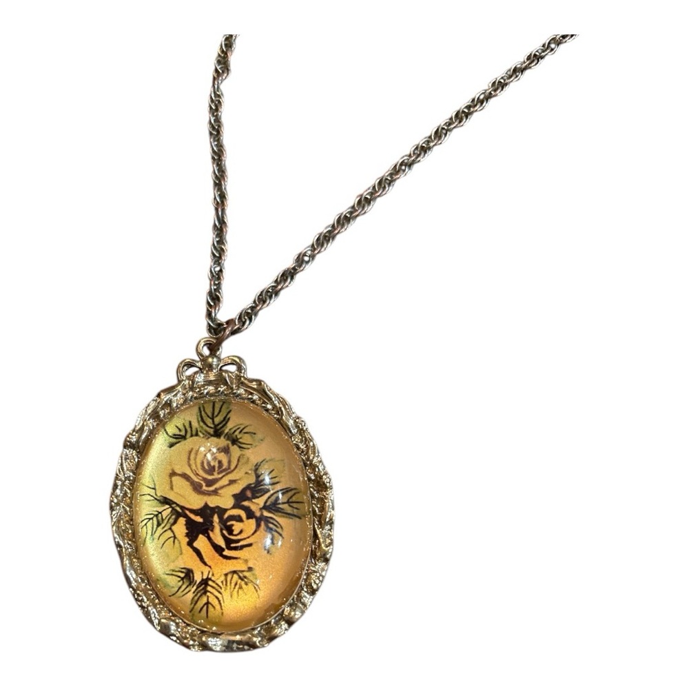 Heavy Antique Gold Foil Pendant with faded chain. AA 20
